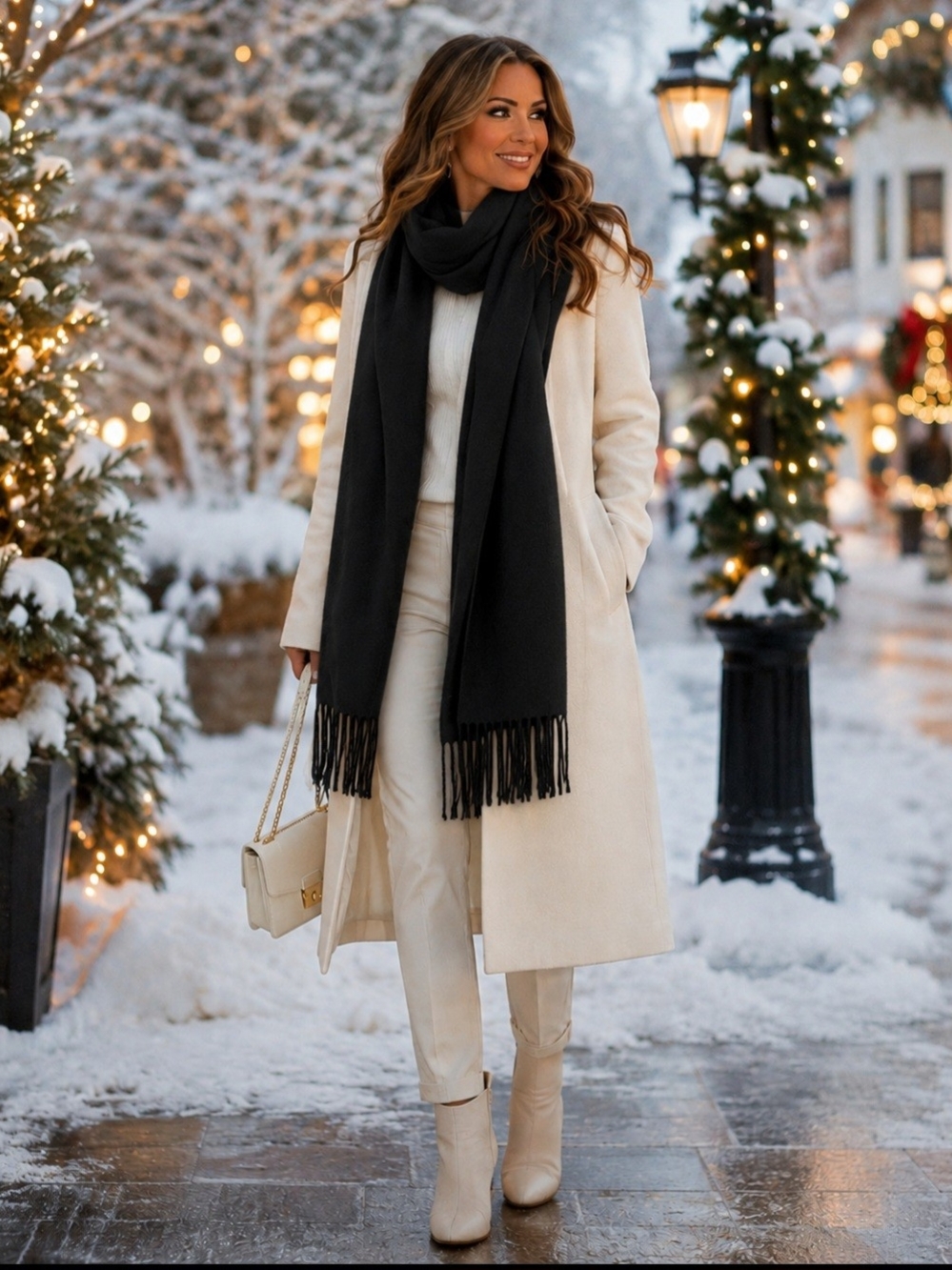 Classic Soft Cozy 100% Modal Black Fringe Scarf for Women Timeless Winter Wrap
